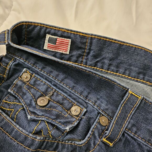 True Religion Billy Jeans Mens 42 Blue Relaxed Bootcut Cotton Y2K Made In USA - Picture 3 of 11